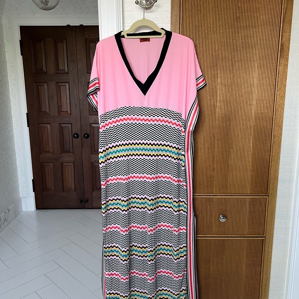Missoni Pink/Black/Multi caftan coverup dress sz IT38/US2